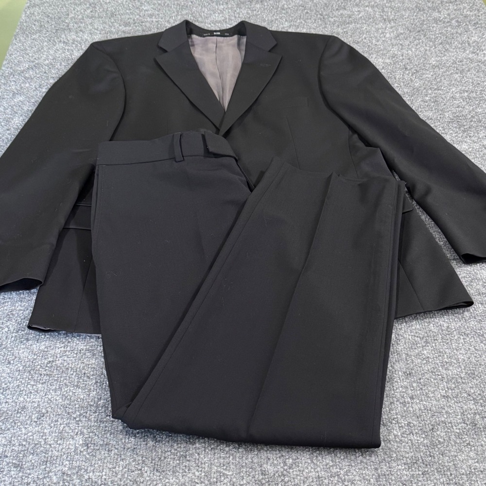 BOSS Hugo Boss Suit Men 40S Pasolini Movie Super 100 Wool Comfort Fit Black